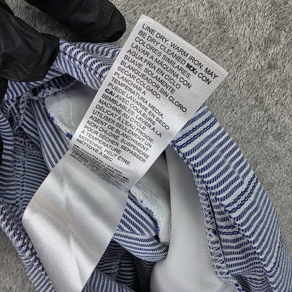 Chico's Pants Womens 8 Blue White Striped Straight Leg Stretch Side Slit Hem - Picture 14 of 14